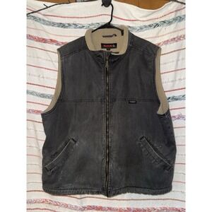 Wolverine Canvas Sherpa Lined Vest Full Zip Workwear Vintage Faded Look Size XL